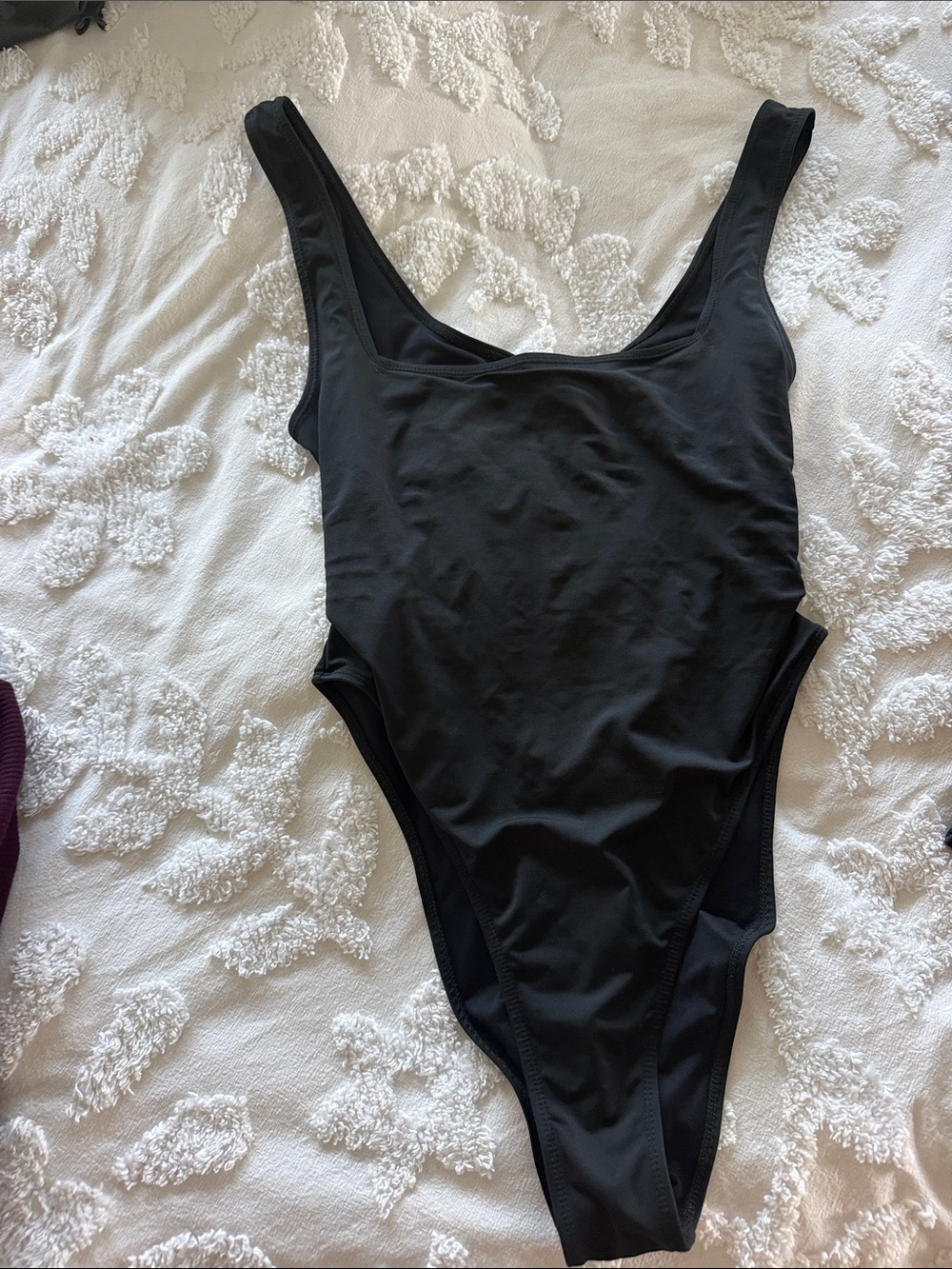 Nasty Gal Black Scoop Neck One-Piece Swimsuit